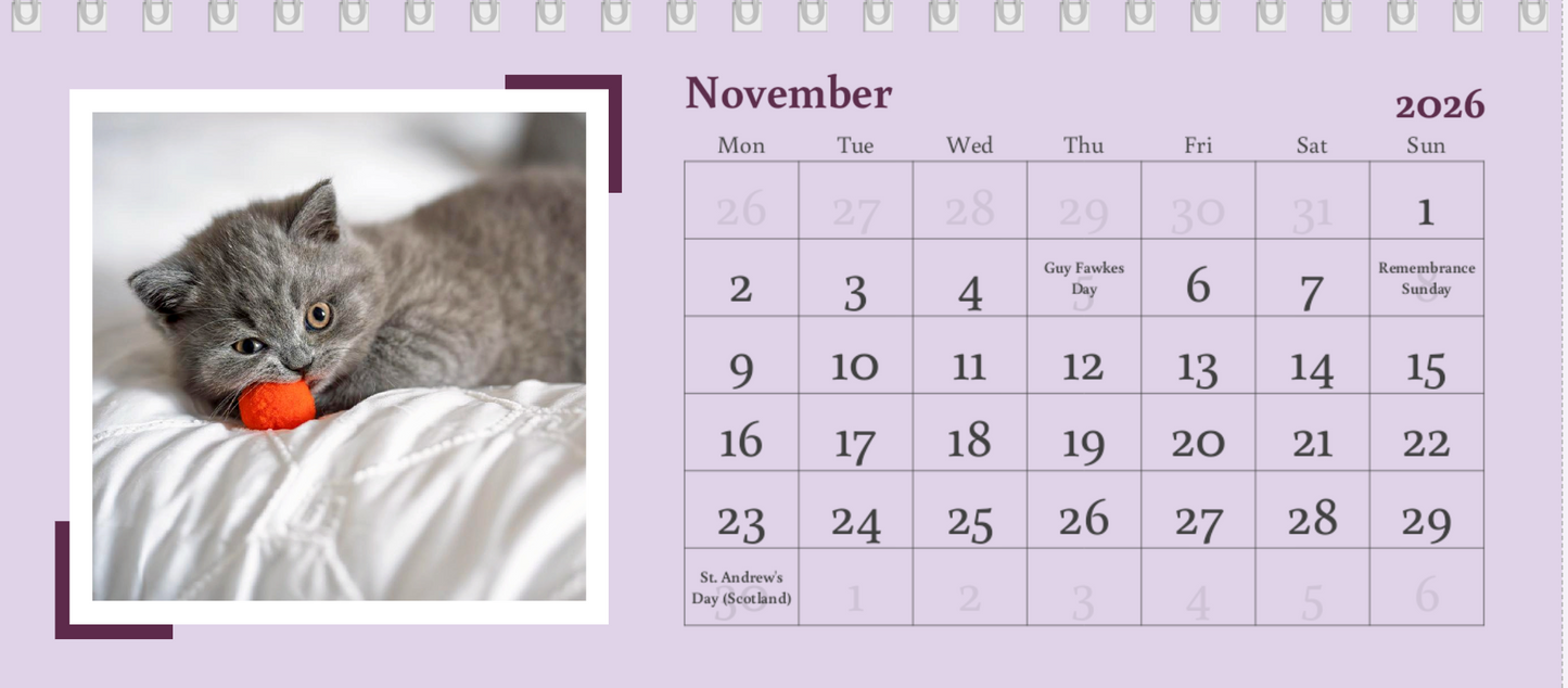 2026 Desk Calendar
